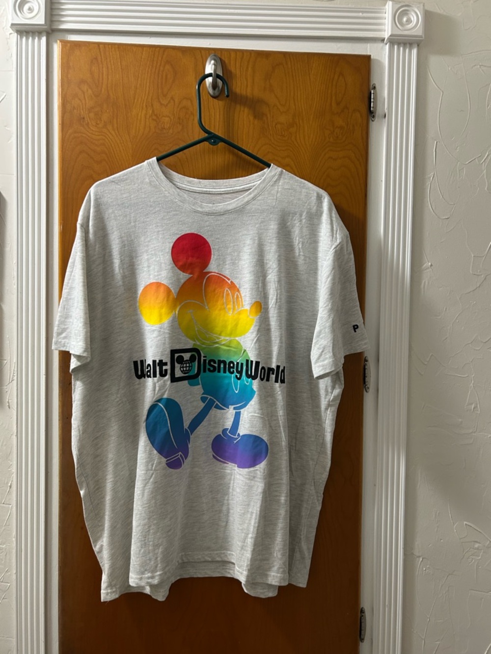 Disney Light Gray Crewneck Tee with Teal Hanger Accent
